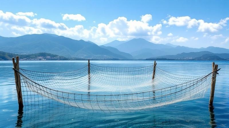 大船渡定置網におけるStep4:網の点検と修復の様子