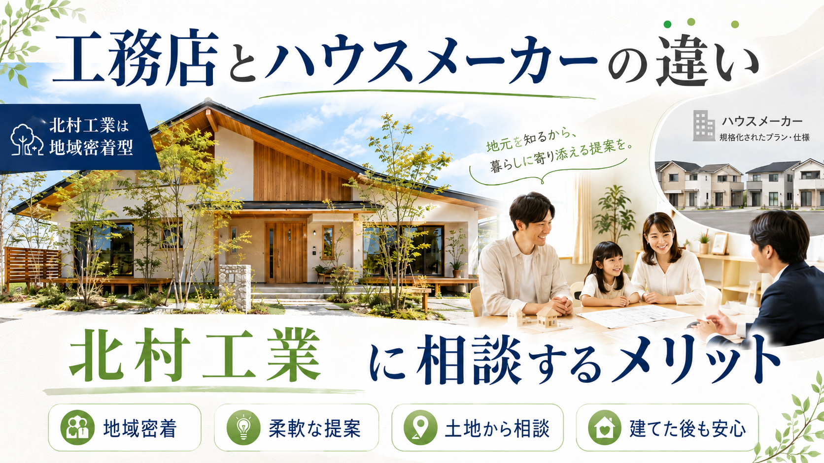 工務店とハウスメーカーの違い｜北村工業に相談するメリット