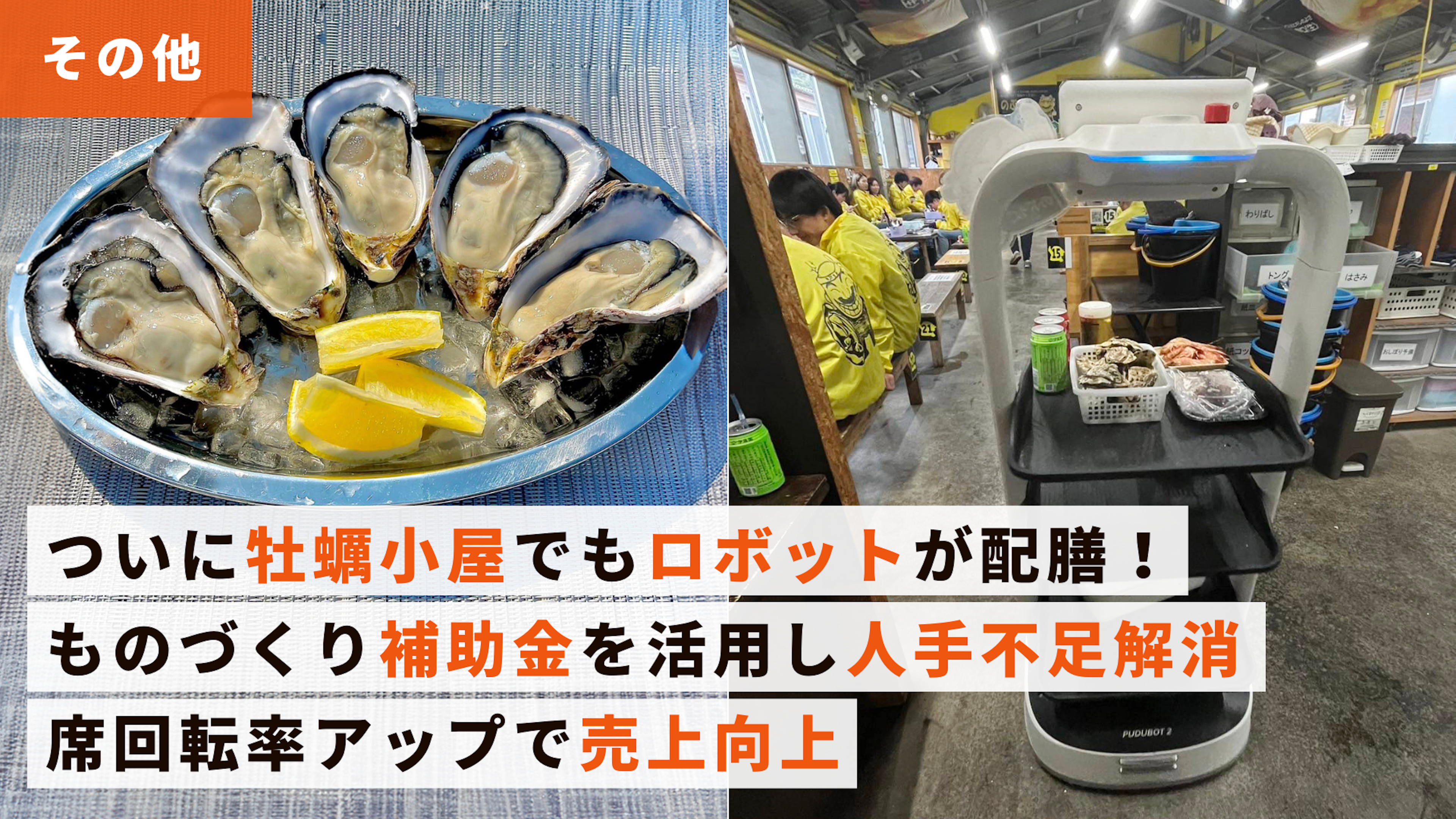 【牡蠣小屋導入事例】糸島牡蠣小屋のぶりんさま｜シンプル設計の多機能配膳ロボット「PuduBot 2」