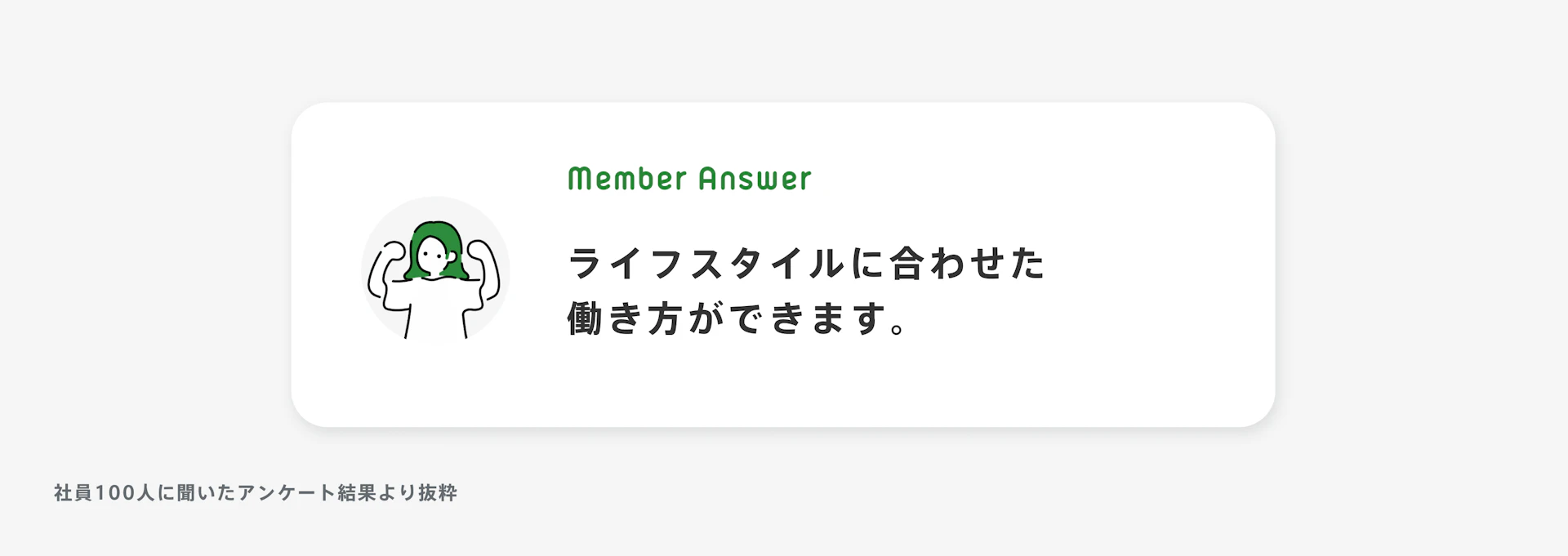 「ライフスタイルに合わせた働き方ができます。」と話す男性のイラスト