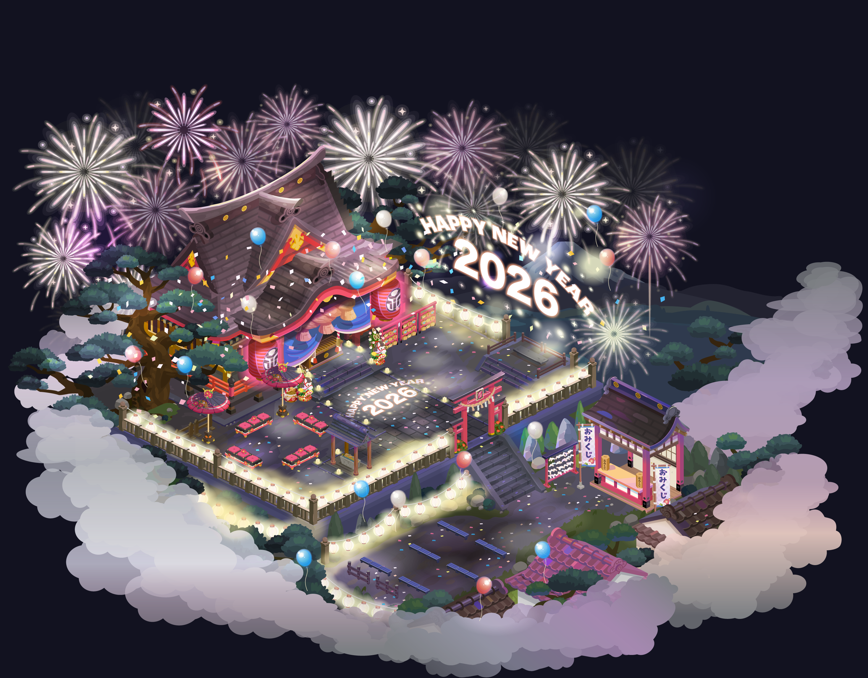 ピグパ神社エリアのイラスト