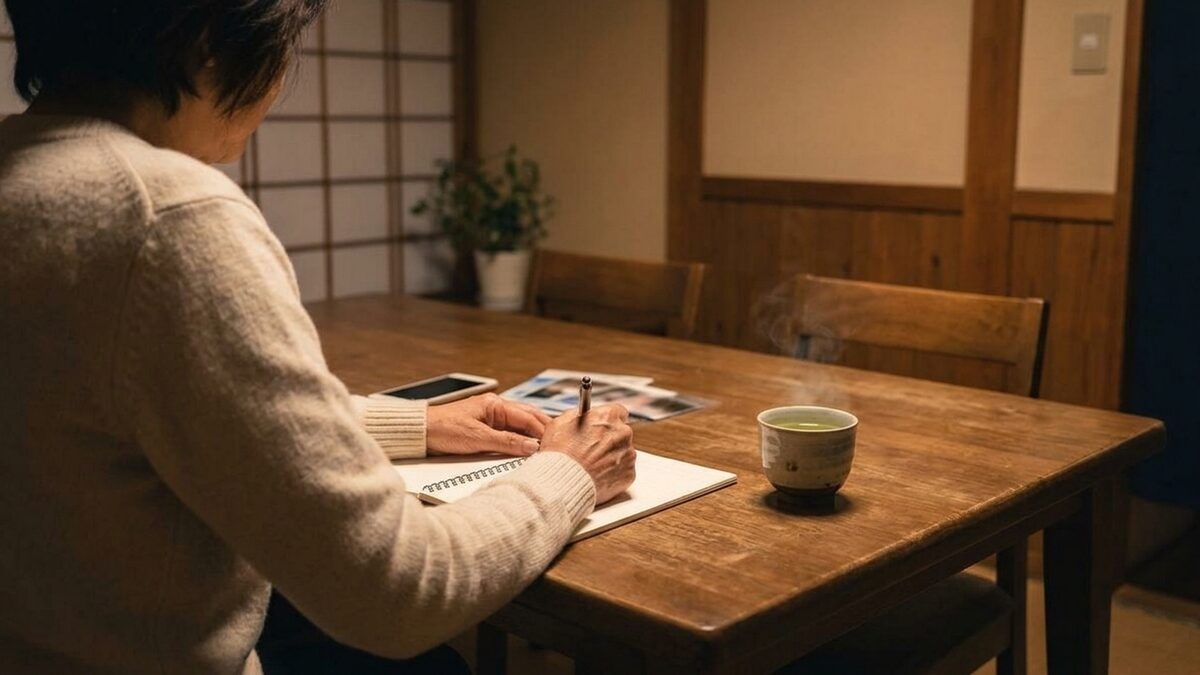 相談の前にメモを整理する手元