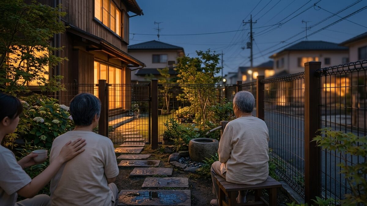 庭の境界に設けた柵