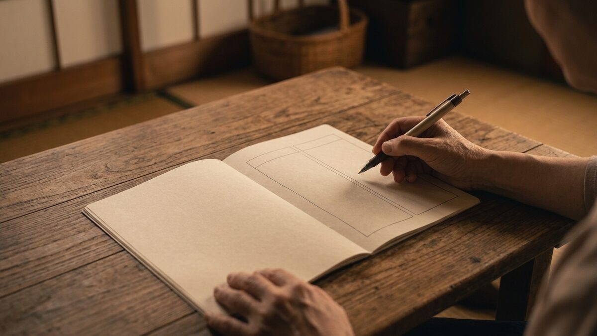 業者の情報をノートで比べる様子