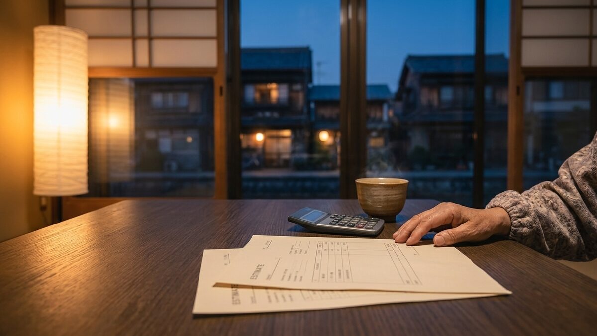 見積書と電卓の手元