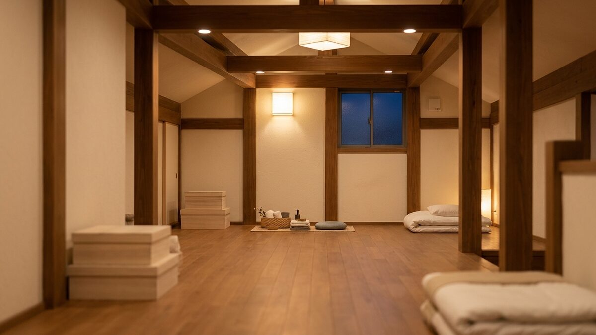 清掃と消毒を終えた屋根裏