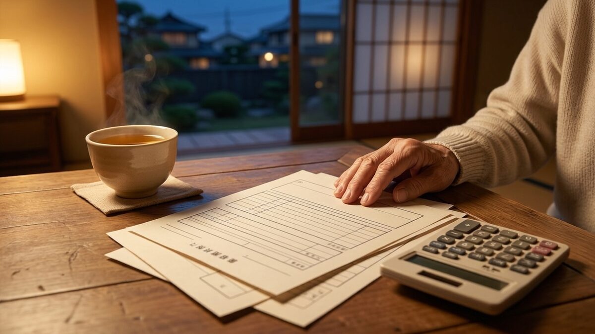 見積書と電卓の手元