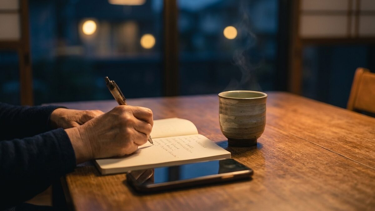 相談の前にメモを整理する手元