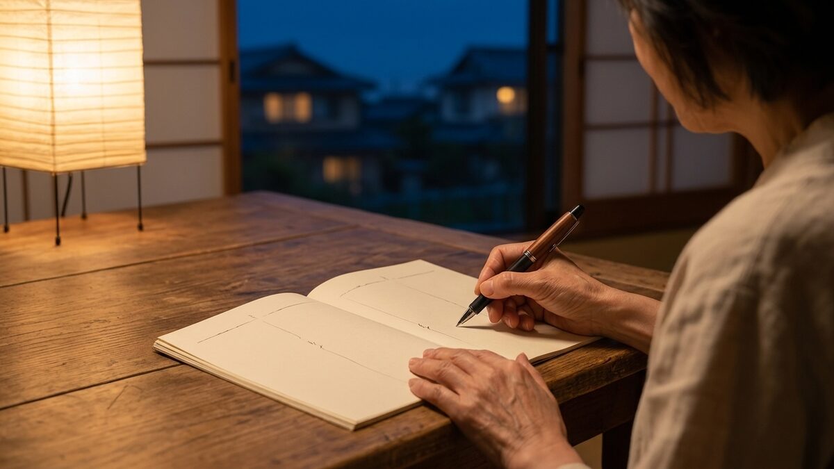 業者の情報をノートで比べる様子