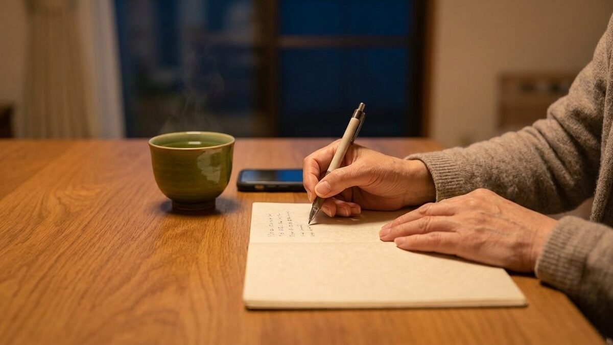 相談の前にメモを整理する手元