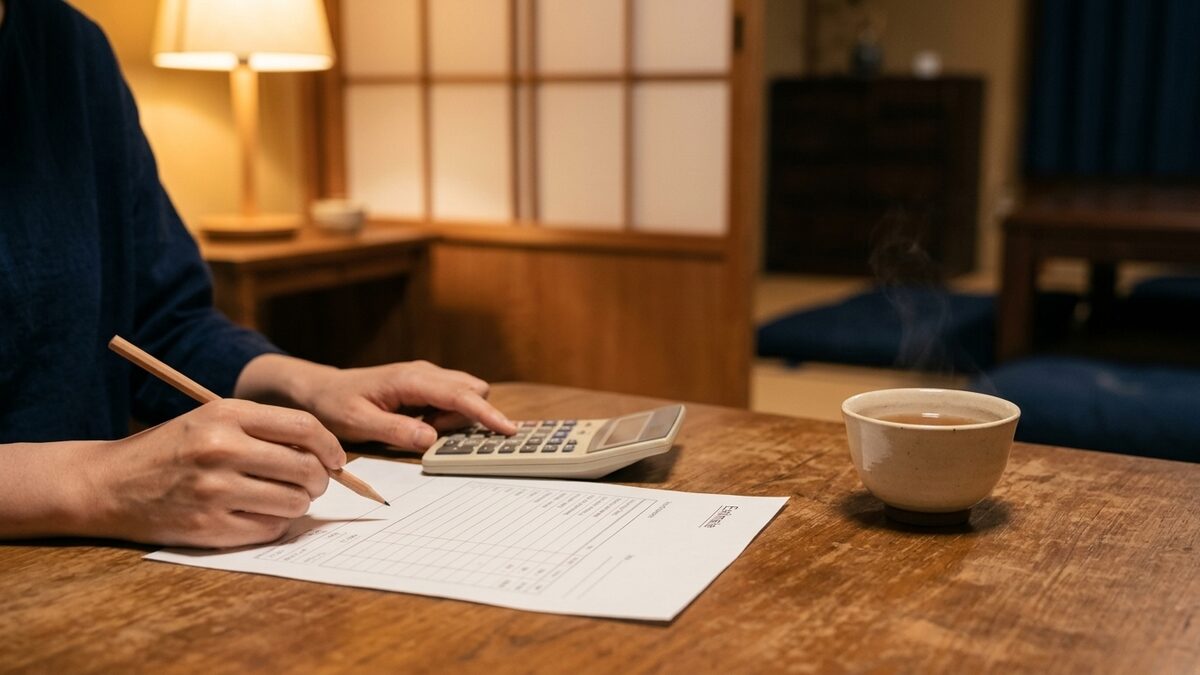 見積書と電卓の手元