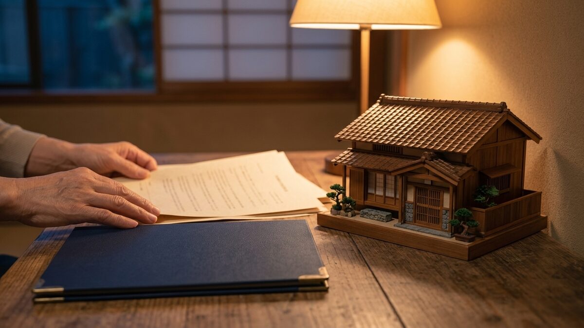 再発保証の書類と家の模型