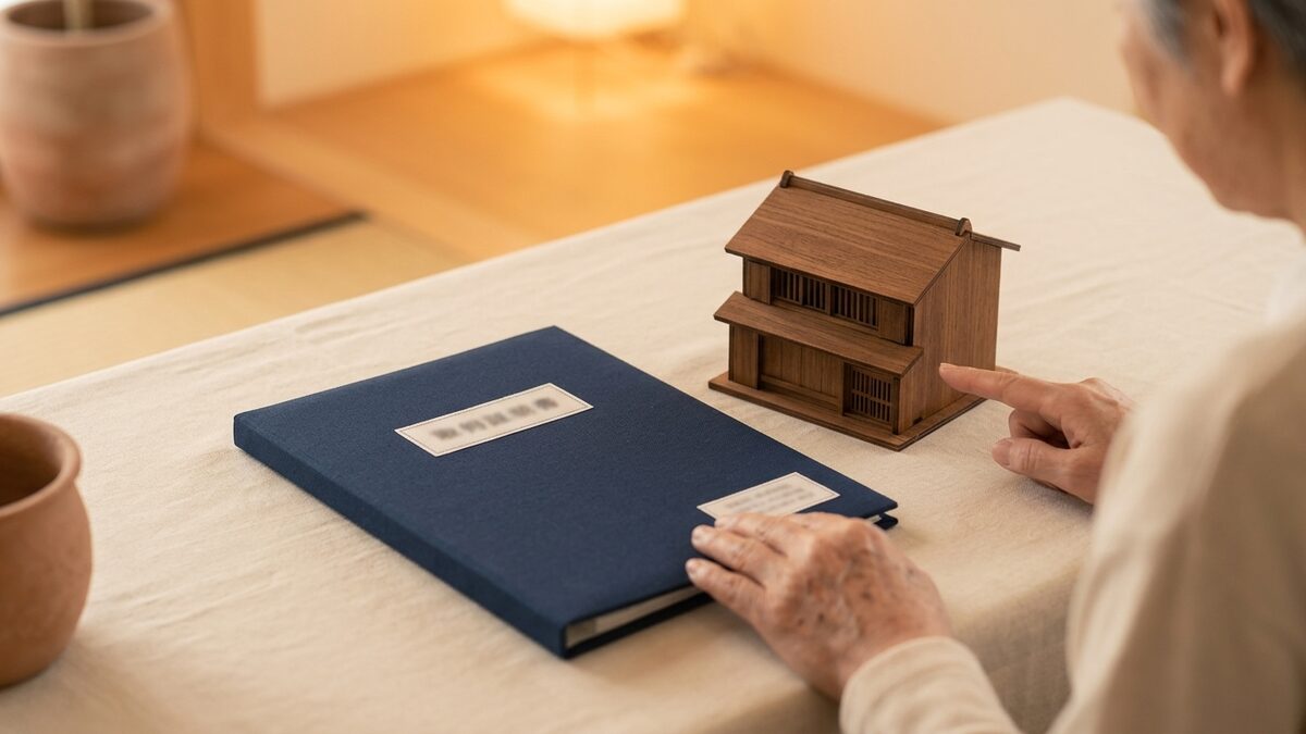 再発保証の書類と家の模型