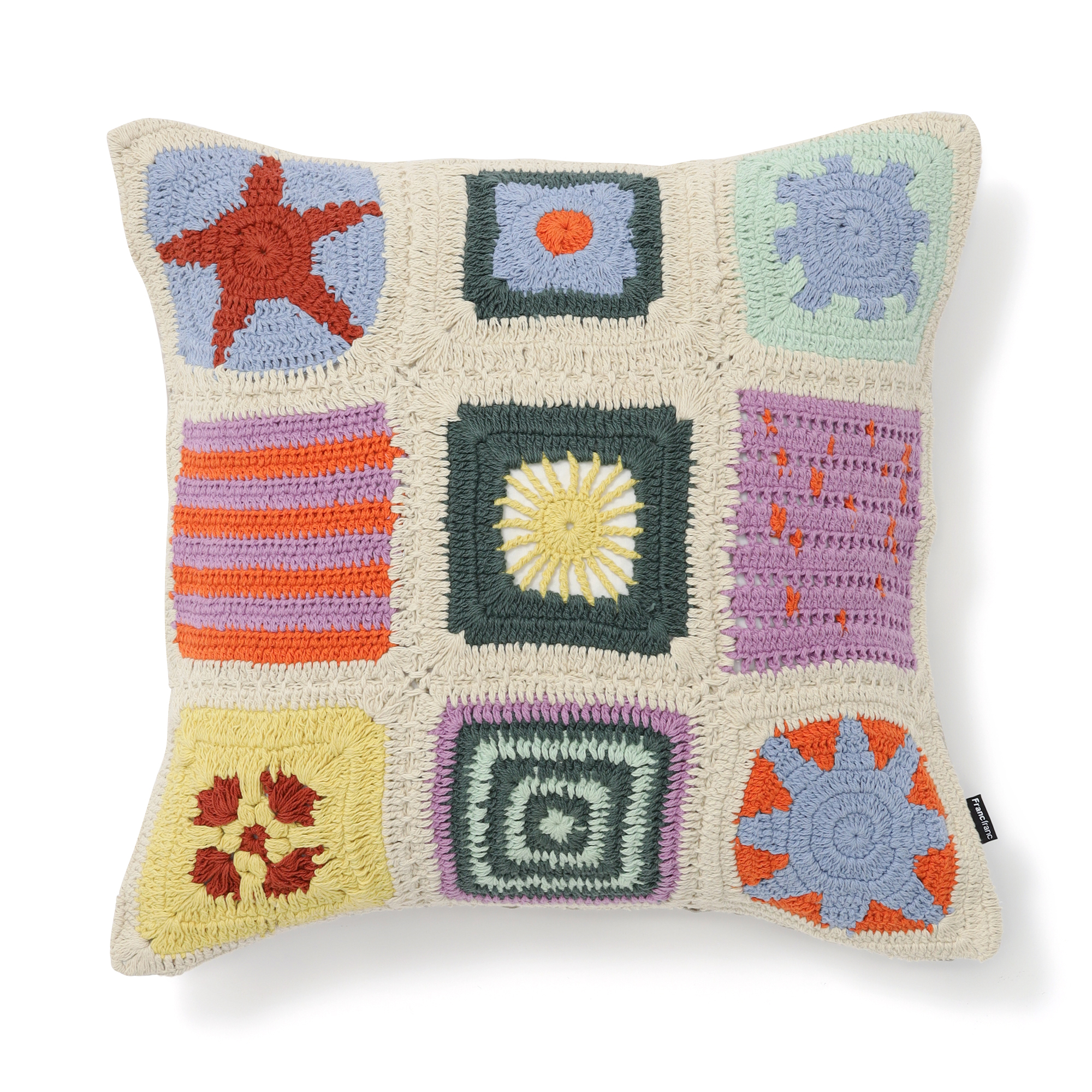 パッチワーククロシェ‐002 クッションカバー（5,500円）