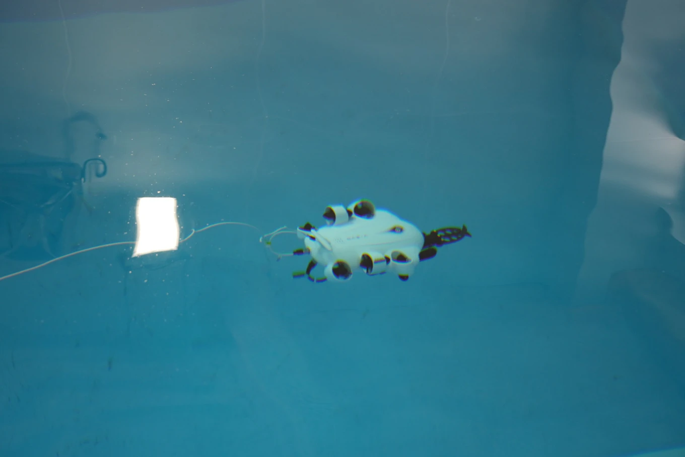 プール内を進む水中ロボット