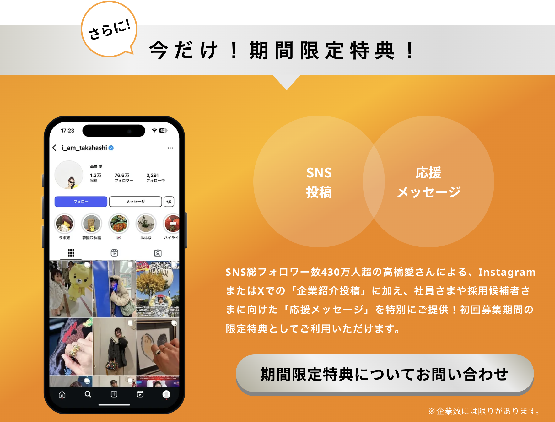 高橋 愛さんと一中部スケットプロジェクト「高橋 愛さん」の例