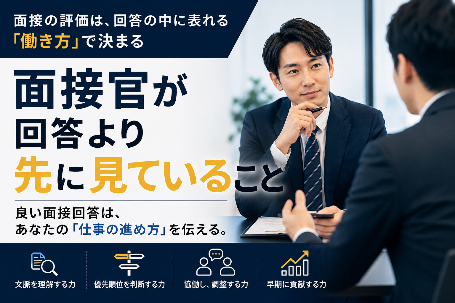 面接官が、回答より先に見ていること。良い面接回答は、なぜ「働き方」を伝える必要があるのか。