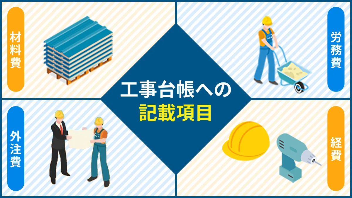 工事台帳の記載項目 材料費 労務費 外注費 経費