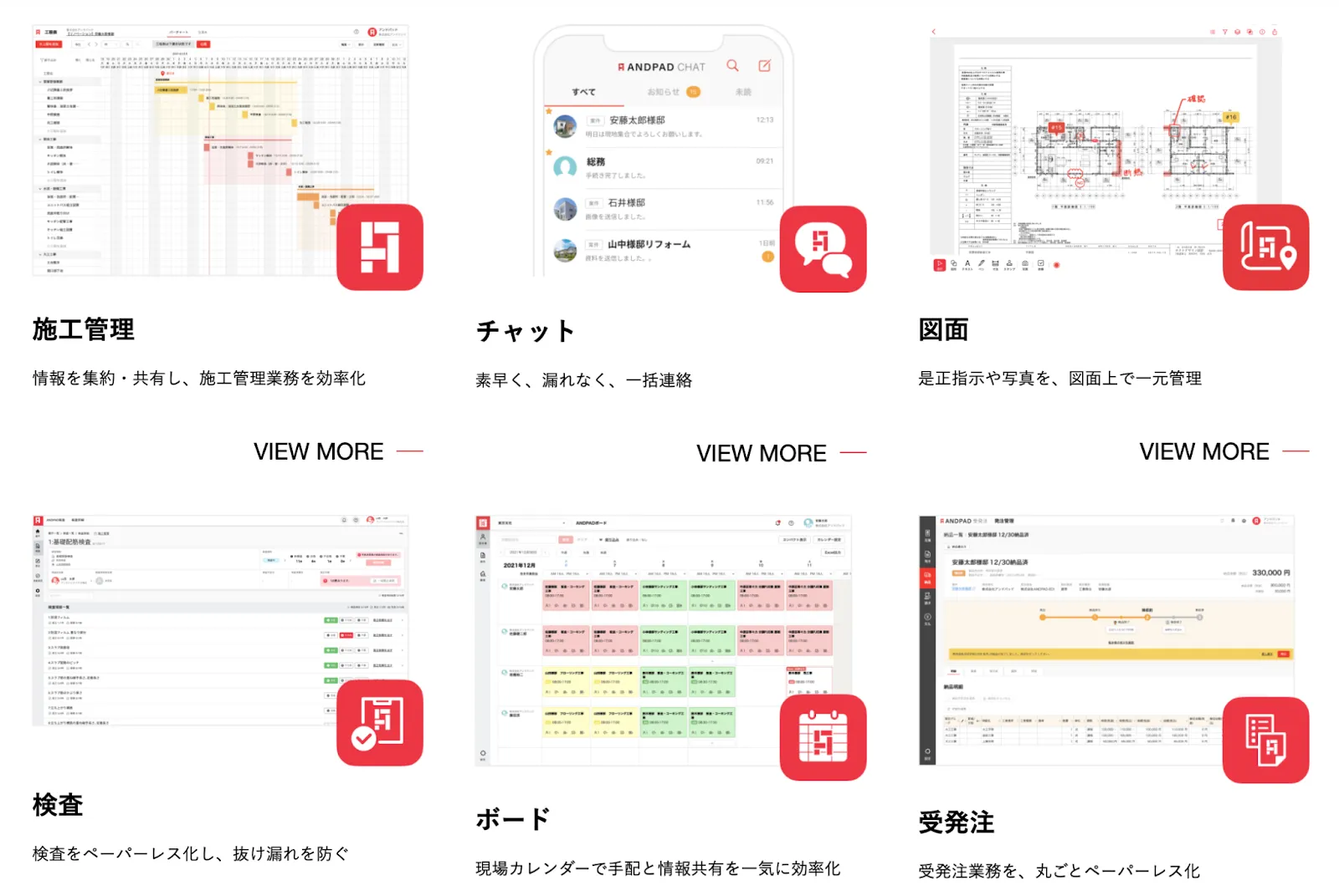 ANDPADの機能一覧画像