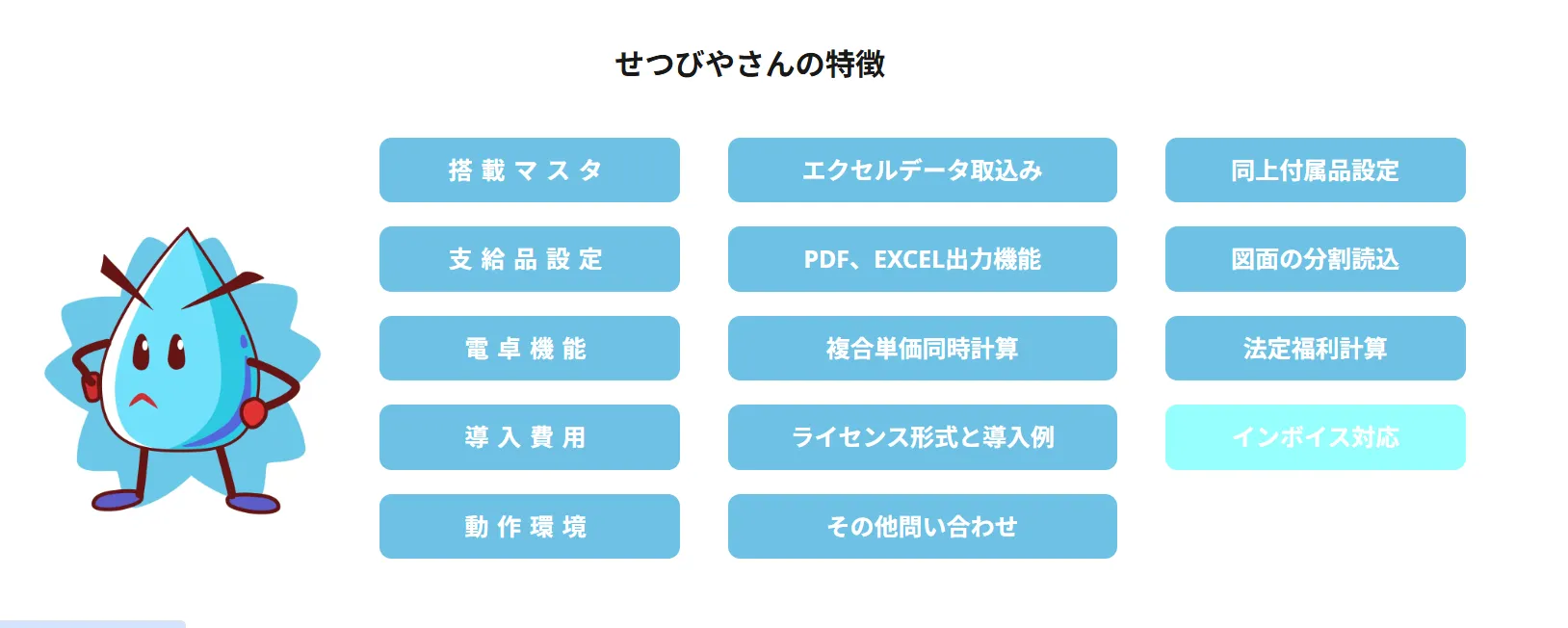 せつびやさんV5の主要機能画像