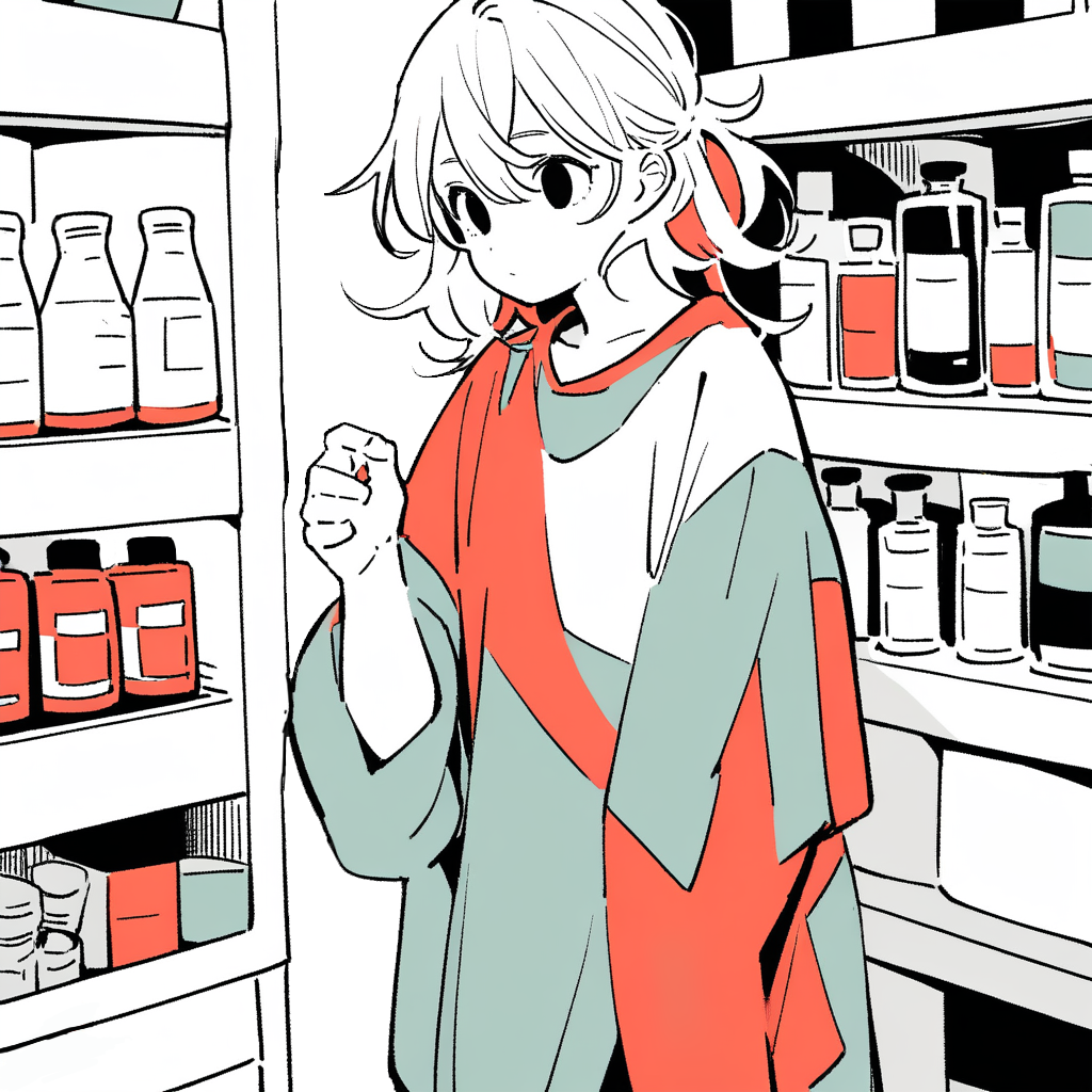 薬品を選ぶ人