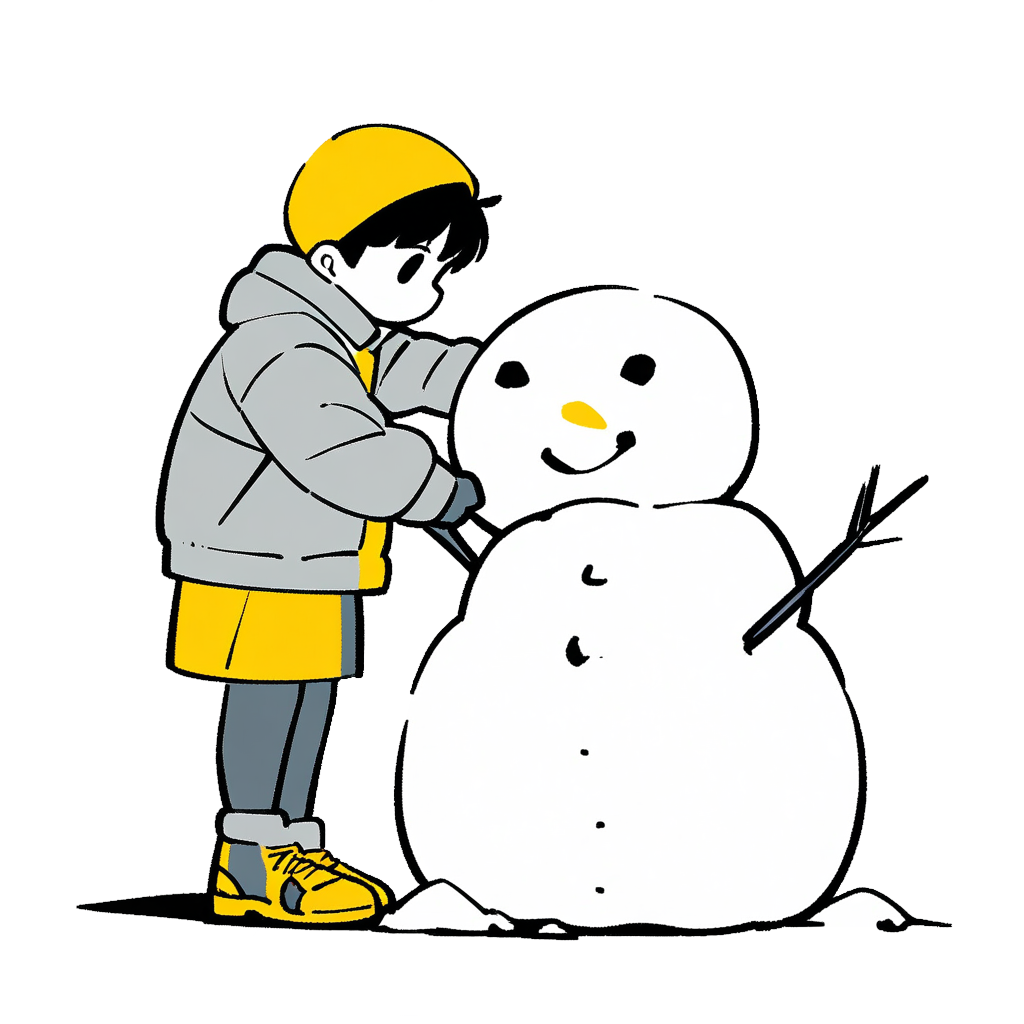 大きな雪だるまを作る人