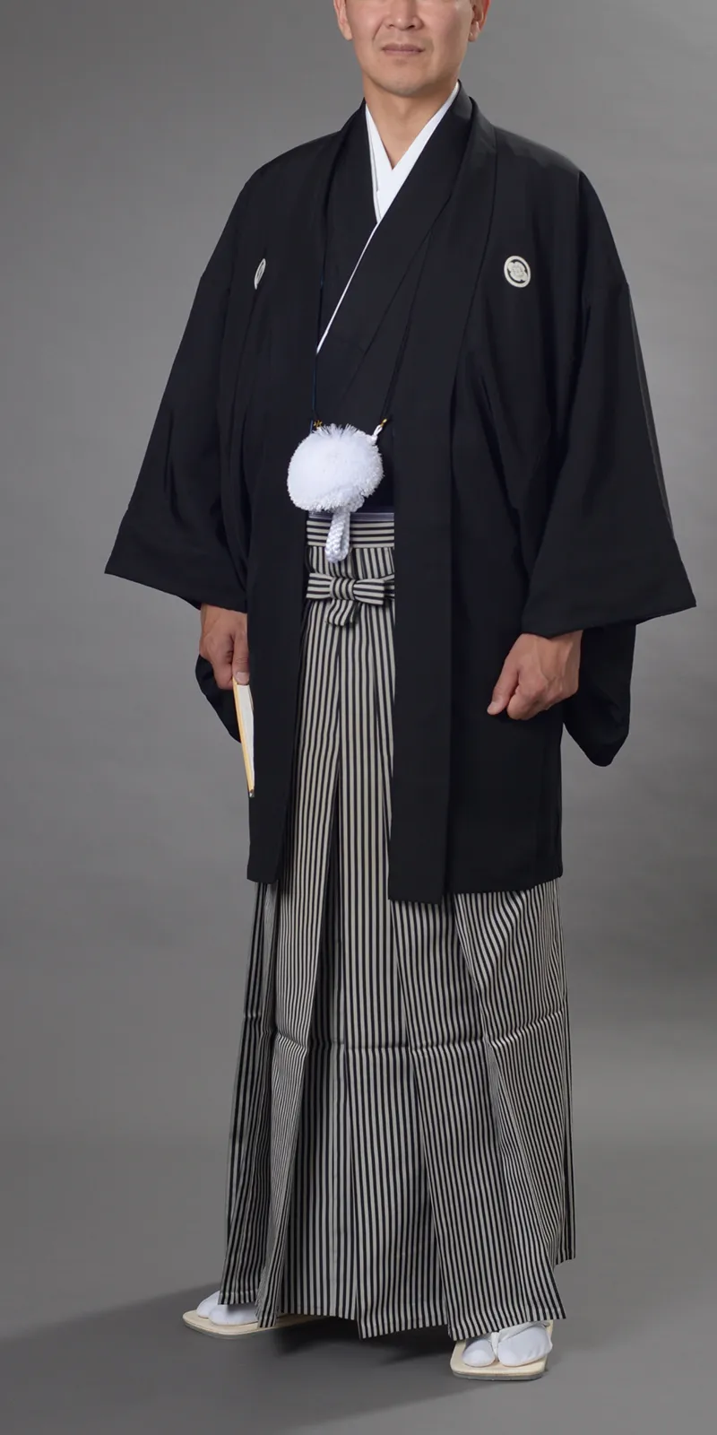みのむし♡羽織袴 男性 メンズ 羽織袴3点セット 紋無し M/L サイズ（着物