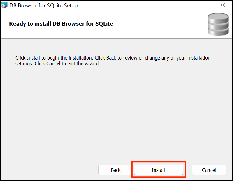 図2.9：DB Browser for SQLiteのインストール（Windows版⑤）