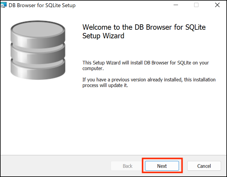 図2.5：DB Browser for SQLiteのインストール（Windows版①）