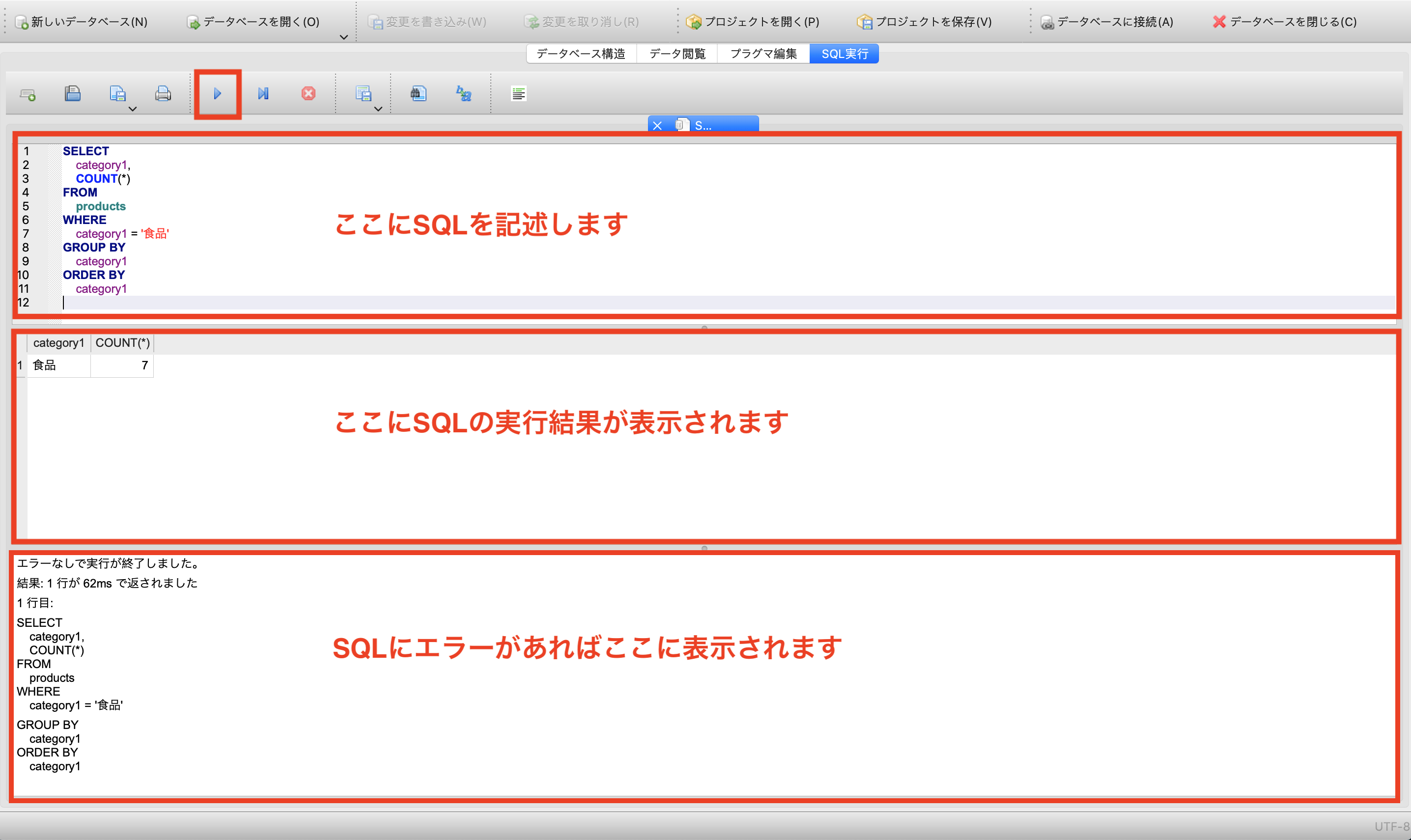 図2.18：SQLの実行