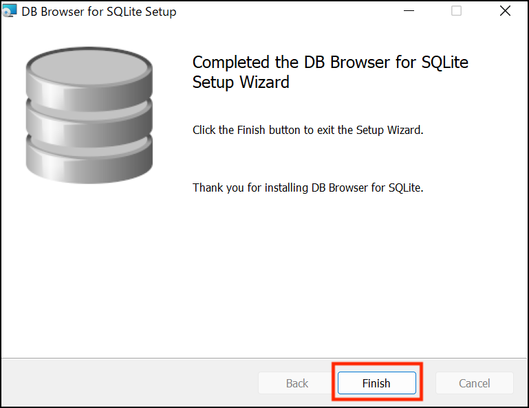 図2.10：DB Browser for SQLiteのインストール（Windows版⑥）