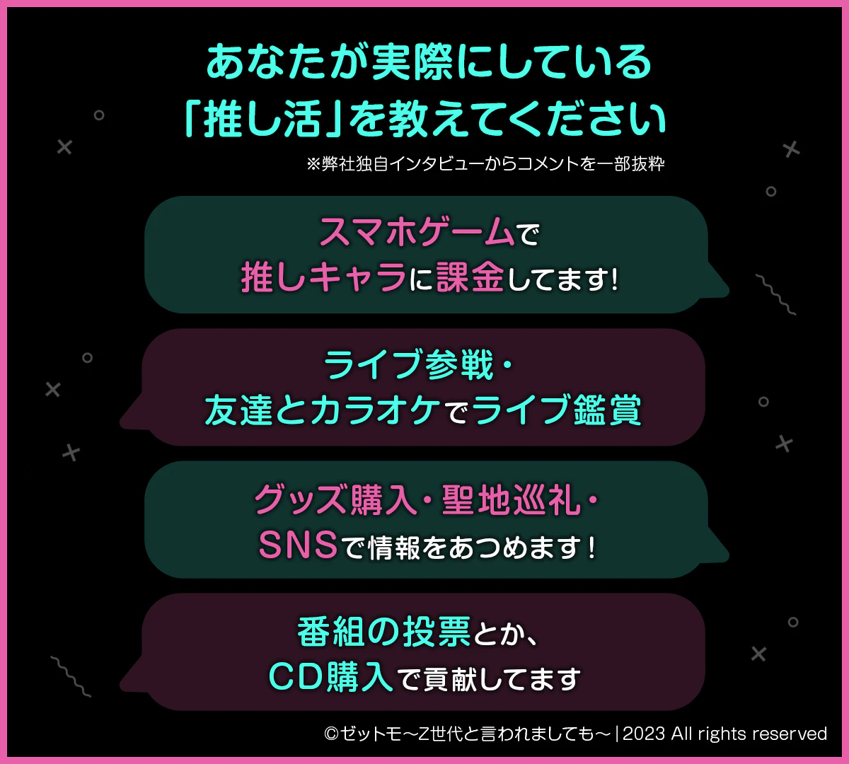 あなたが実際にしている「推し活」を教えてください
