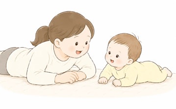 タミータイム中の赤ちゃんとママ