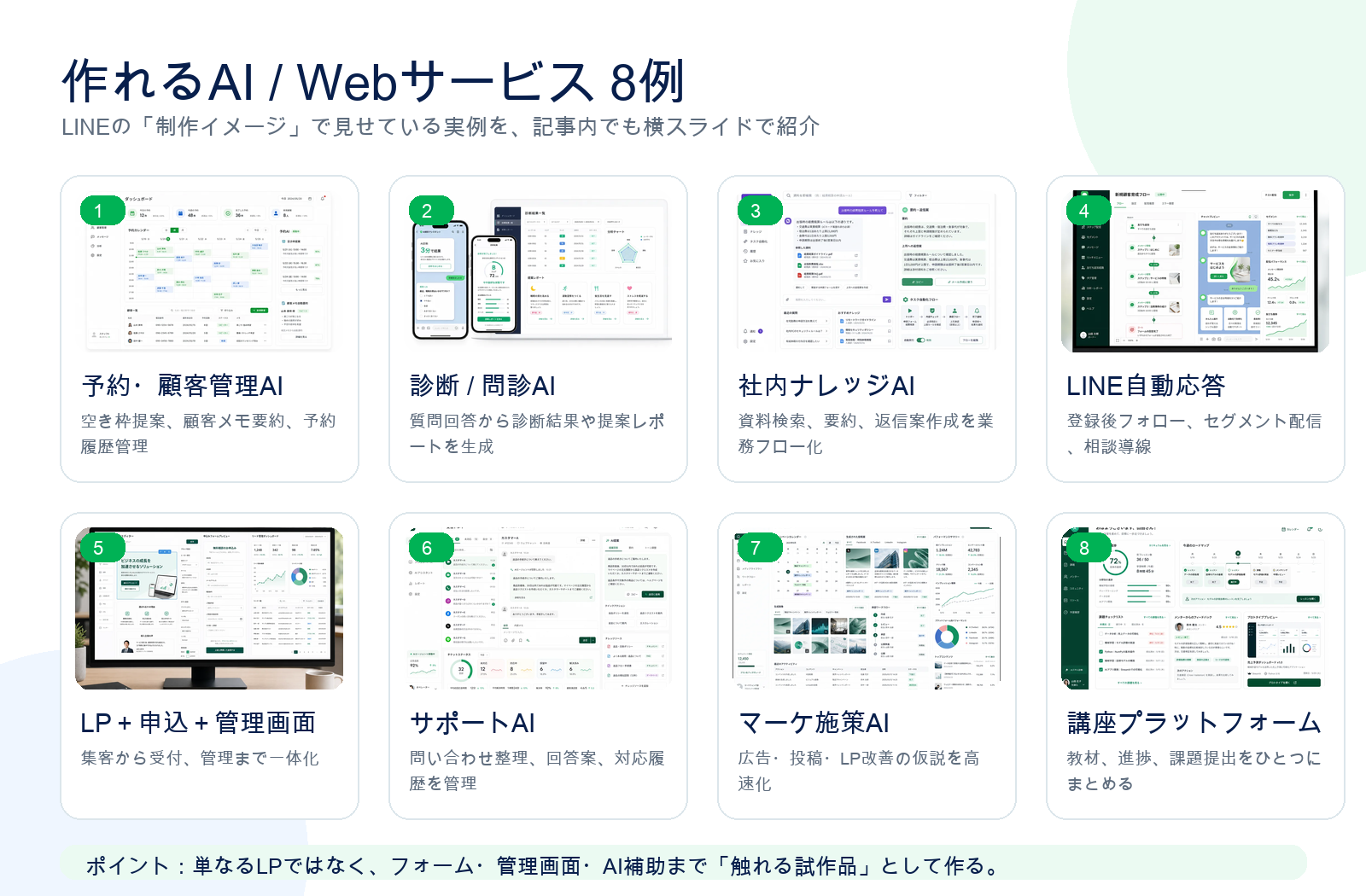 AIプロダクト立ち上げラボで作れるAI Webサービス8例