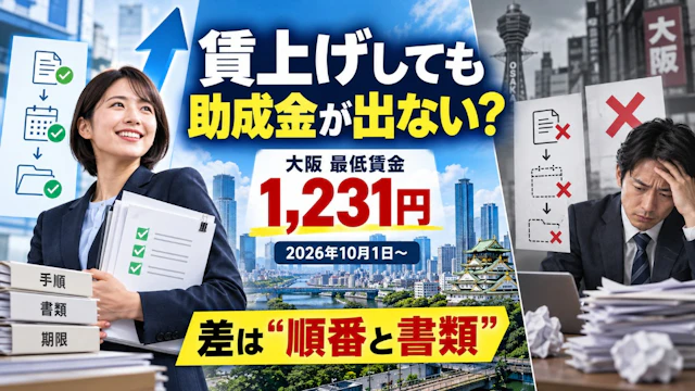 賃上げしても助成金が出ない理由|大阪の最低賃金1,231円・10月1日への備え