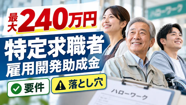 最大240万円|特定求職者雇用開発助成金の要件と落とし穴【2026】