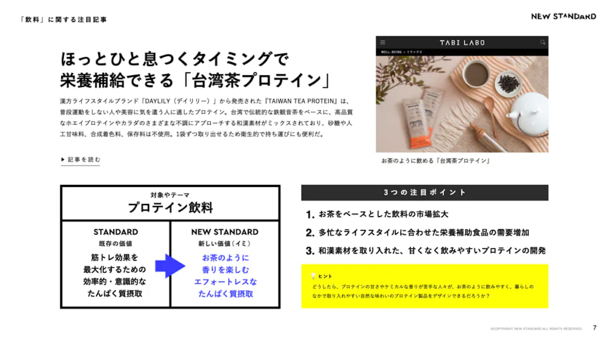 「プロテイン飲料」における、新しい価値（イミ）とは？