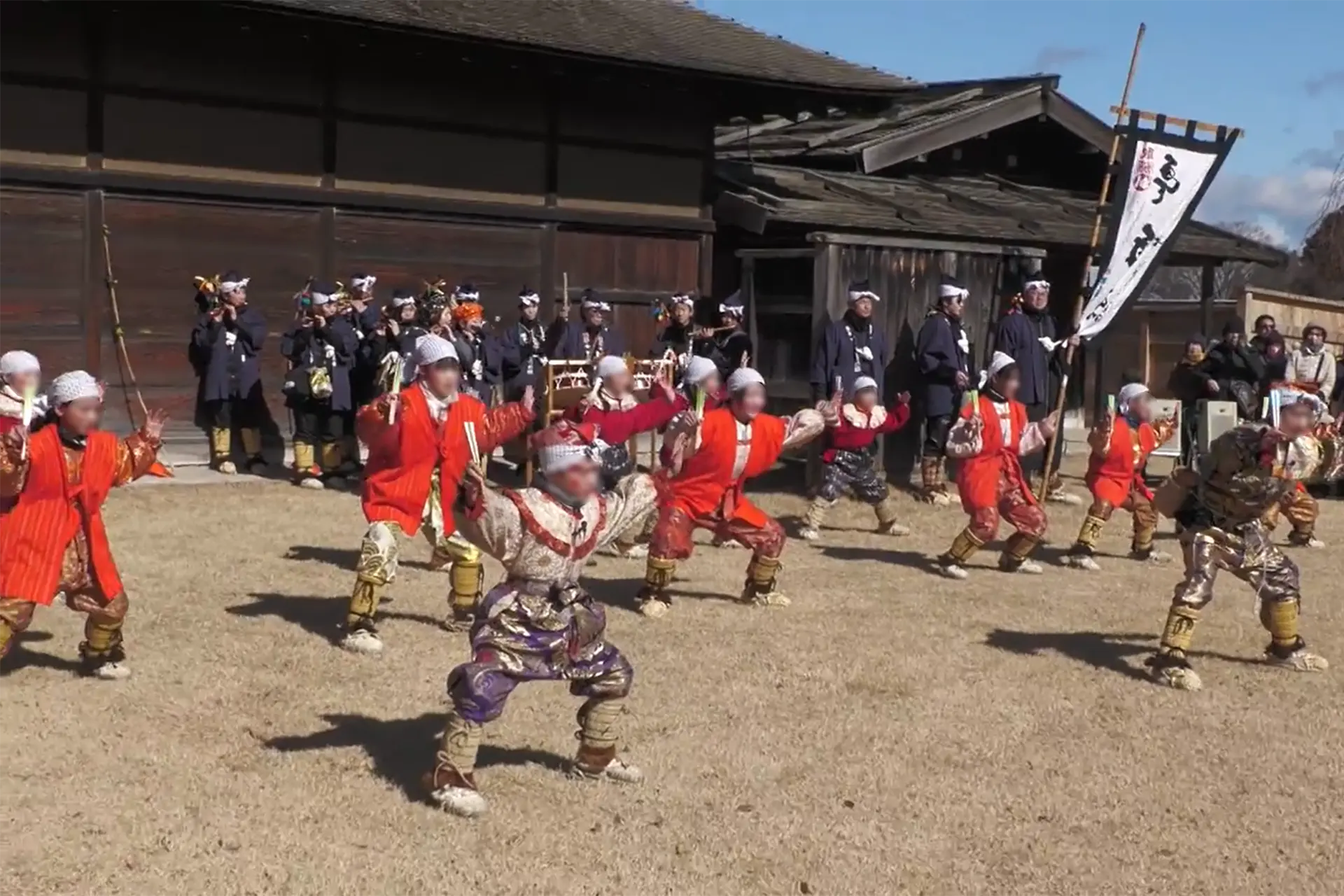 Performers dancing at the Hachinohe Enburi Festival in Aomori, Japan, an 800-year-old harvest celebration