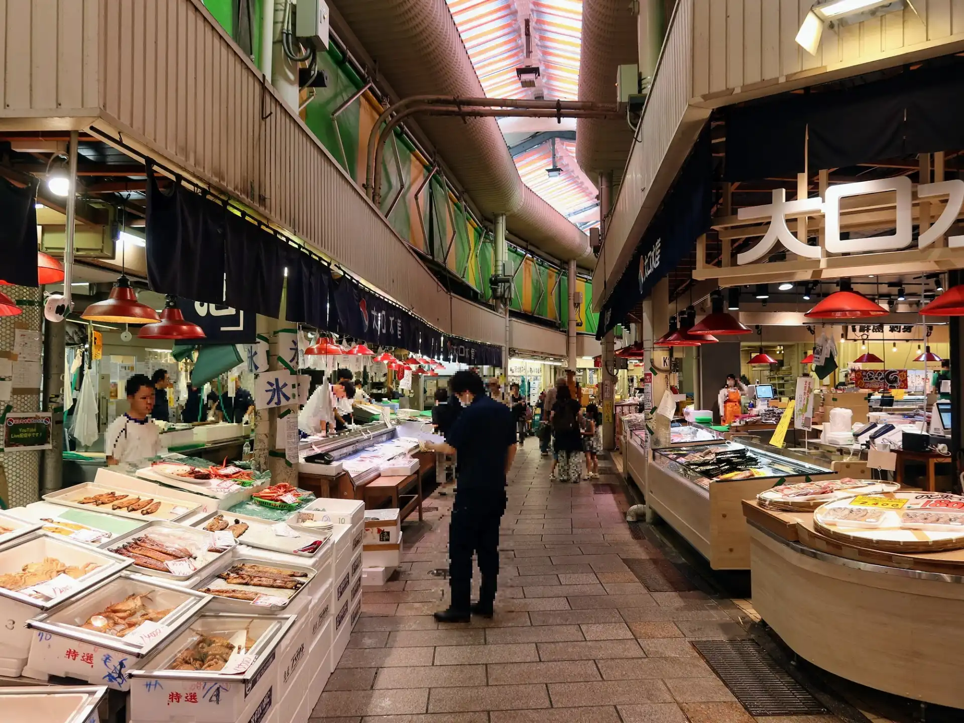 Omicho Market in Kanazawa, a lively food market selling fresh seafood and local specialties