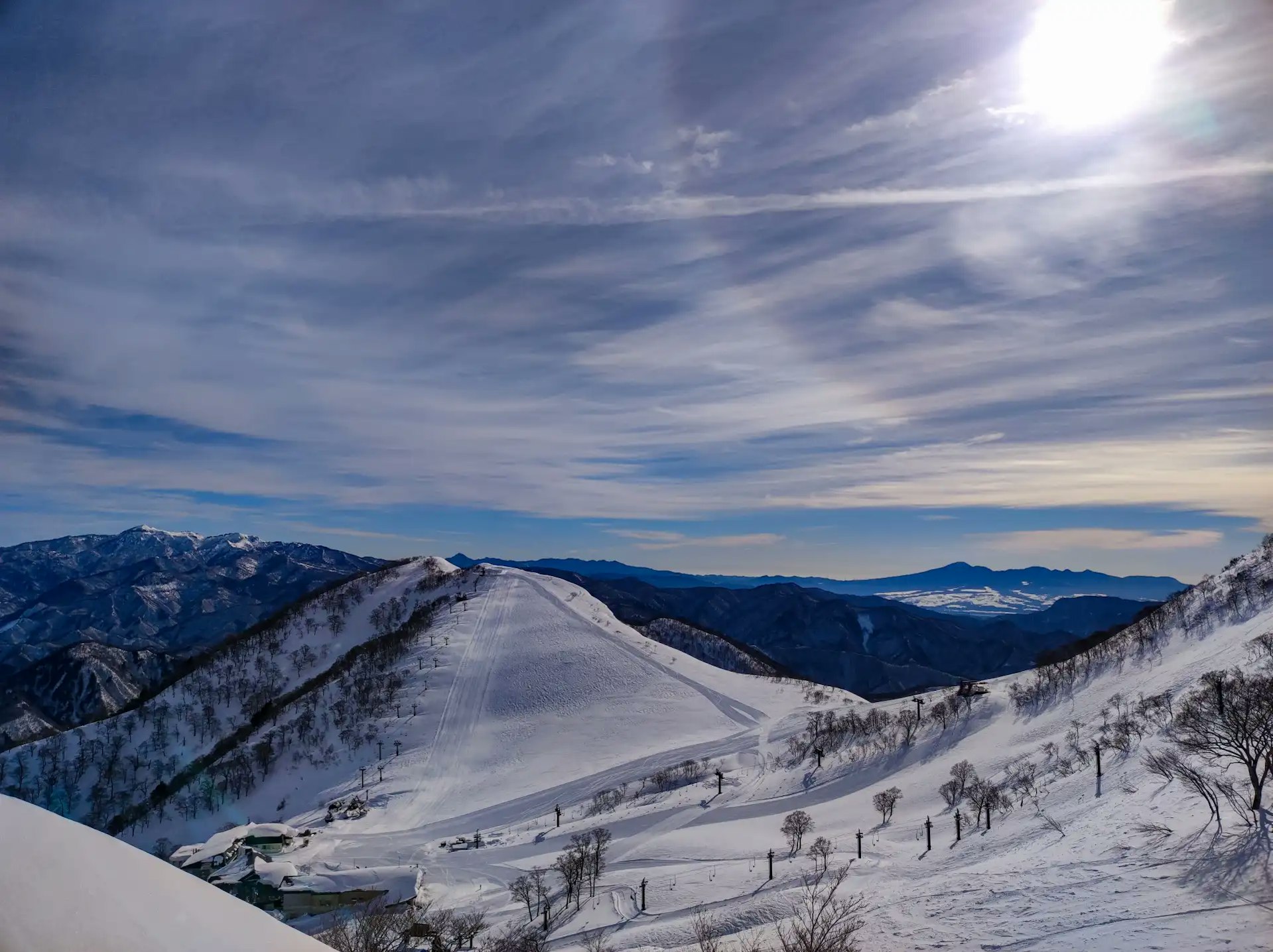 Winter landscape of Minakami ski resort in Gunma, popular for skiing and snowboarding