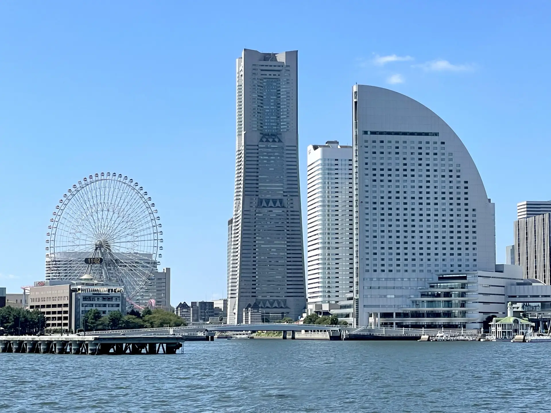 Yokohama Minatomirai skyline with Landmark Tower and Cosmo Clock 21 Ferris wheel