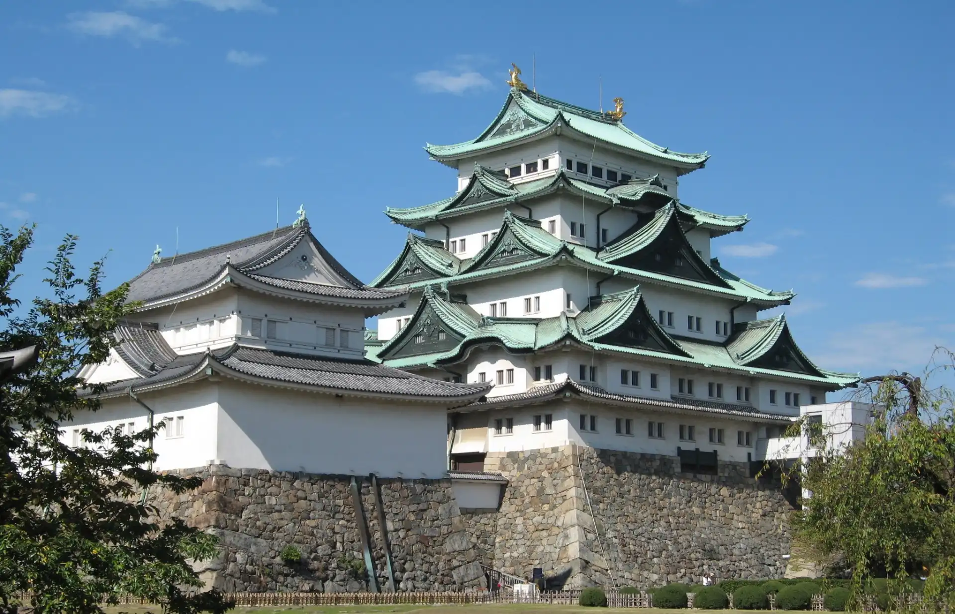 Nagoya Castle showing the traditional architecture and golden shachihoko figures on the roof