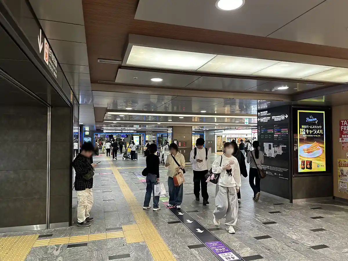 JR concourse area at Hakata Station after taking the escalator up from the Fukuoka City Subway