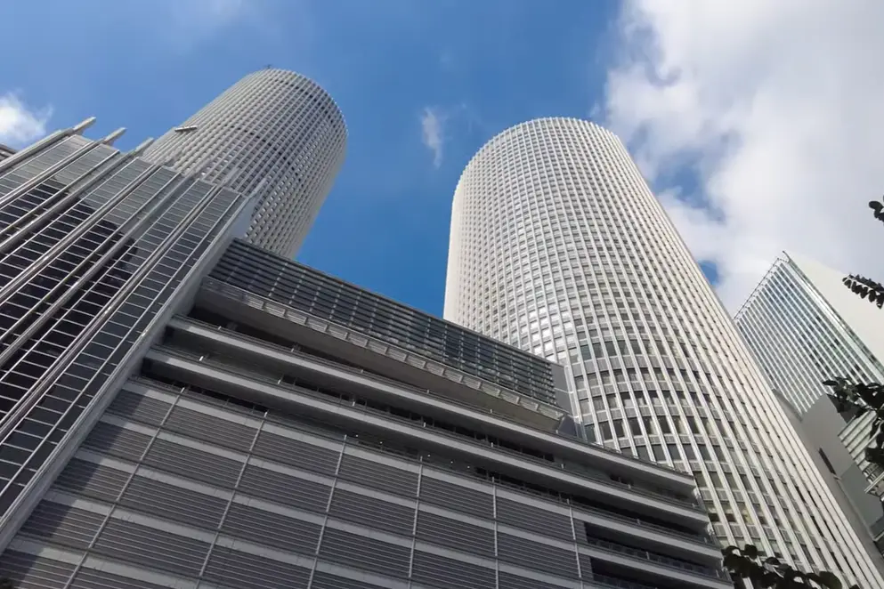 Nagoya Station exterior, an important Shinkansen stop in Central Japan.