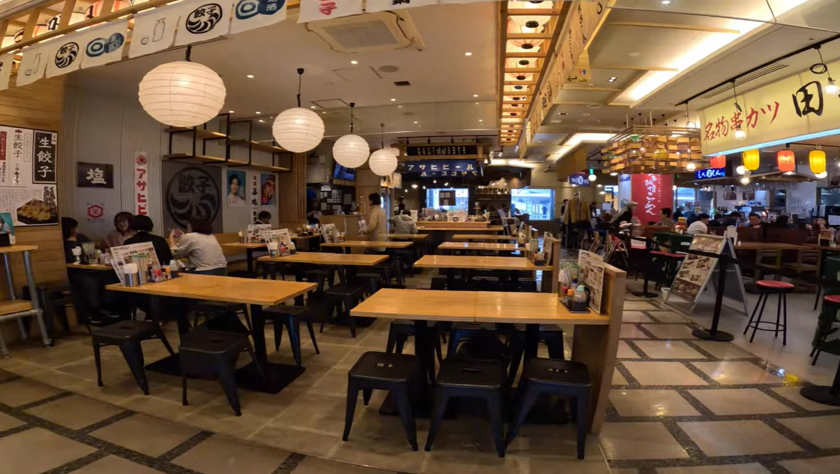 Restaurant street inside Amu Plaza Kokura on the first floor of Kokura Station building