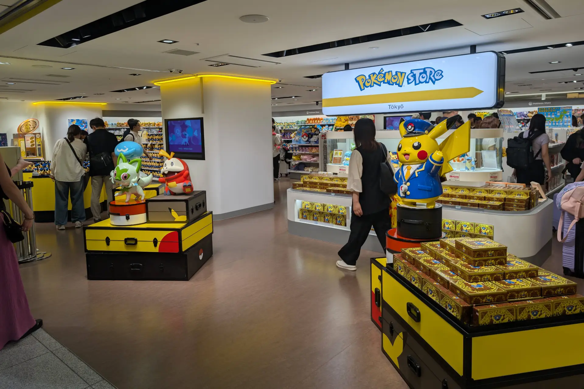 Pokémon Store inside Tokyo Station’s Character Street in Ichibangai with Pikachu statue and themed merchandise