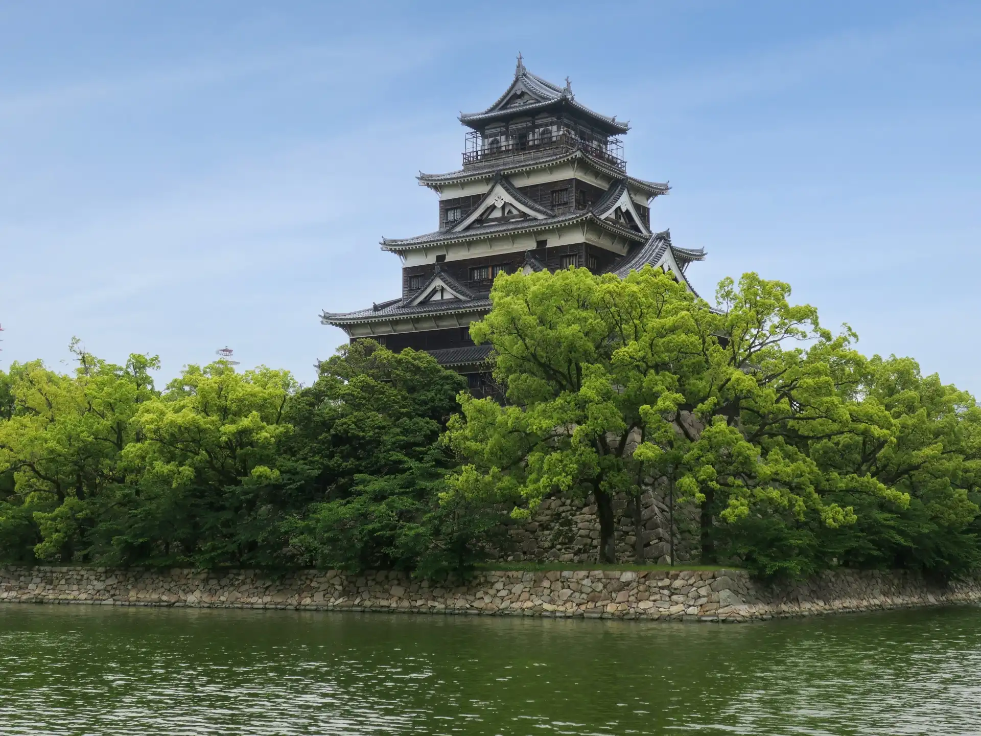 Scenic view of Hiroshima Castle, a cultural landmark and historic site in Japan