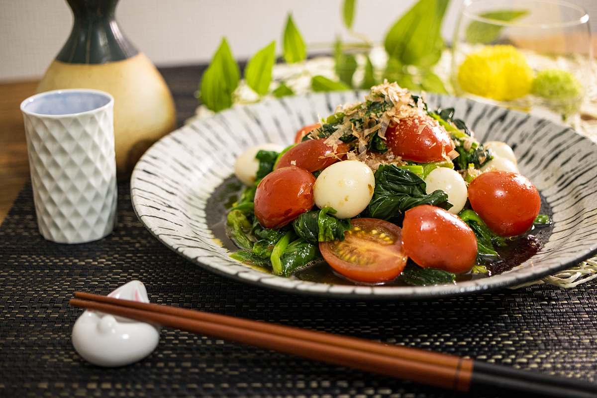 ハイギャバトマトとうずらの和風サラダ／レシピ_作り方