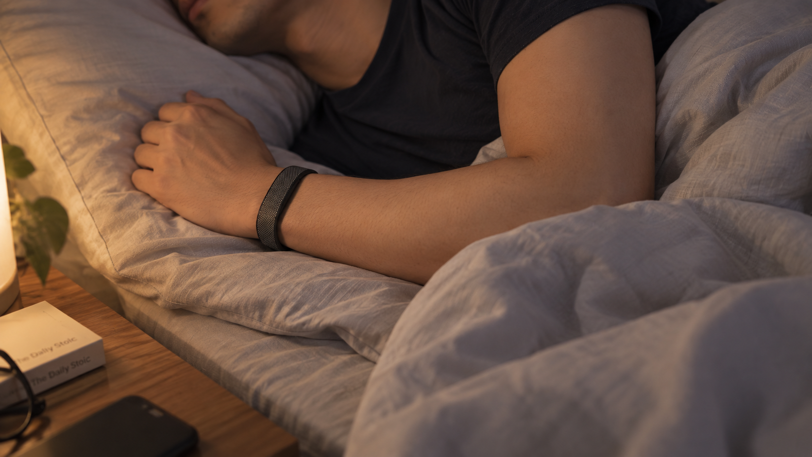 Fitbit Airを装着したまま眠っている様子