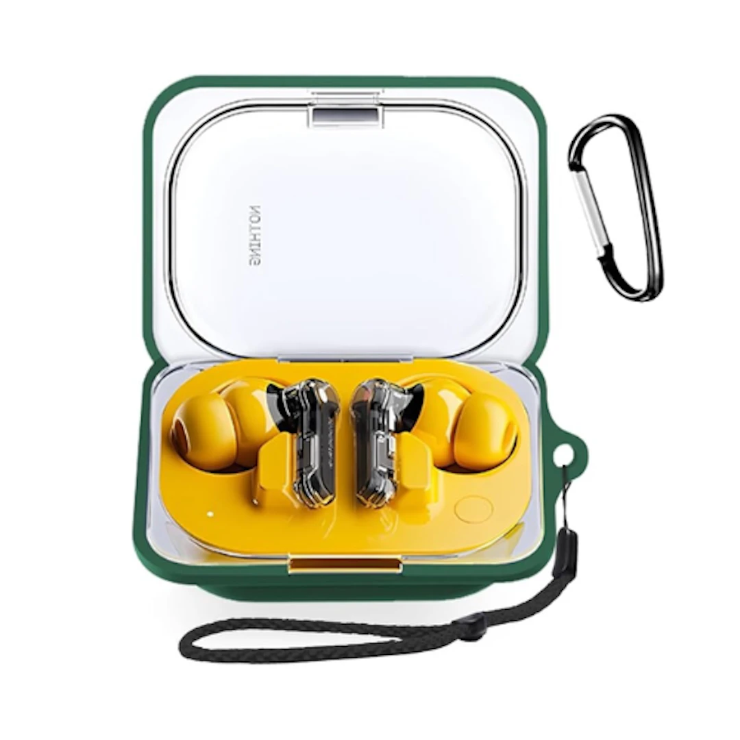 Nothing Ear (a) 用 ケース 全面保護カバー シリコンケース カラビナ付き+ストラップ付き